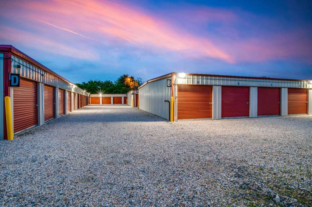 Ever Self Storage at night, Greenville, TX